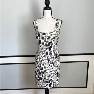 Monochrome Patterned Sleeveless Dress